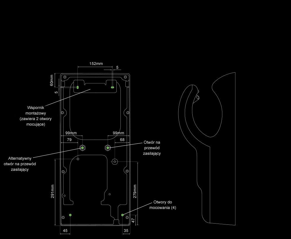 Internal dimensions of the Dyson Airblade dB hand dryer